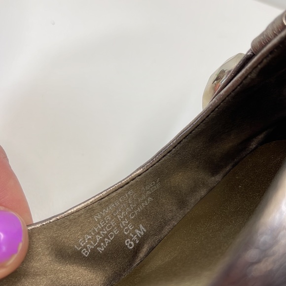 Nine West Pewter Peep toe Sling back leather shoes 8.5 - Picture 11 of 11